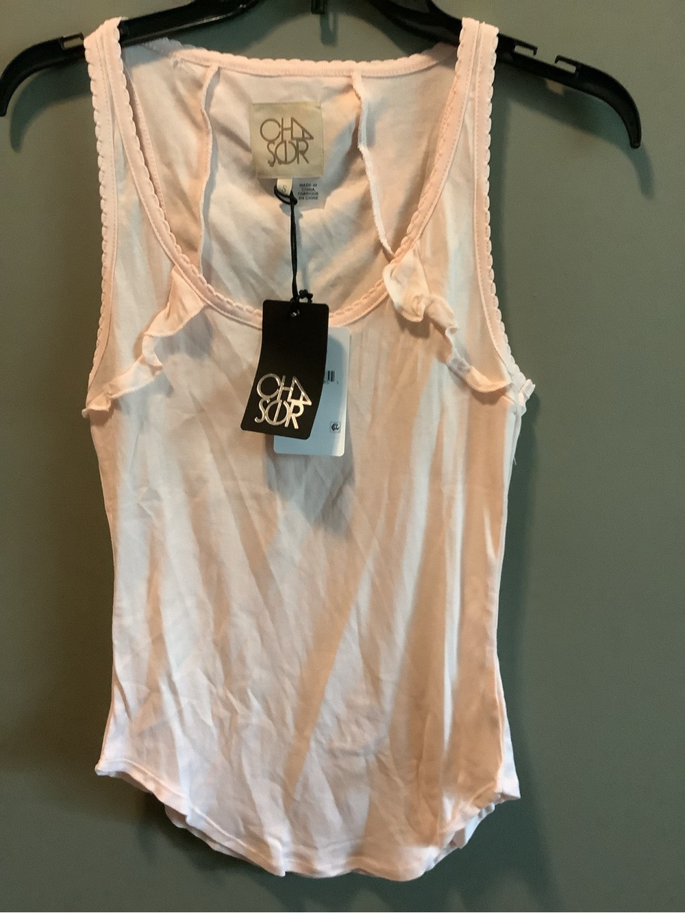 Chaser Pale Pink Ruffle-Trim Tank Top